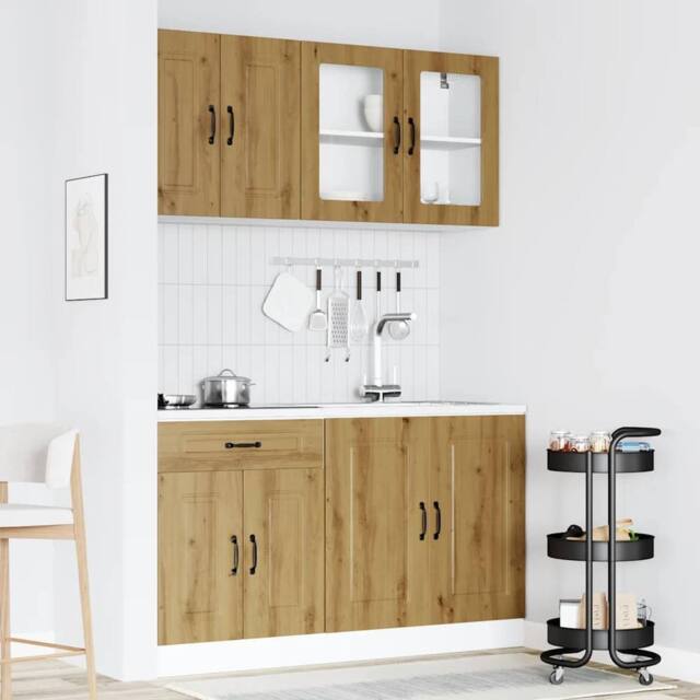 Berkfield Home Elegant 4 Piece Kitchen Cabinet Set Kalmar Artisan Oak Engineered Wood in Brown - image 1