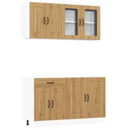 Berkfield Home Elegant 4 Piece Kitchen Cabinet Set Kalmar Artisan Oak Engineered Wood in Brown - thumbnail 3
