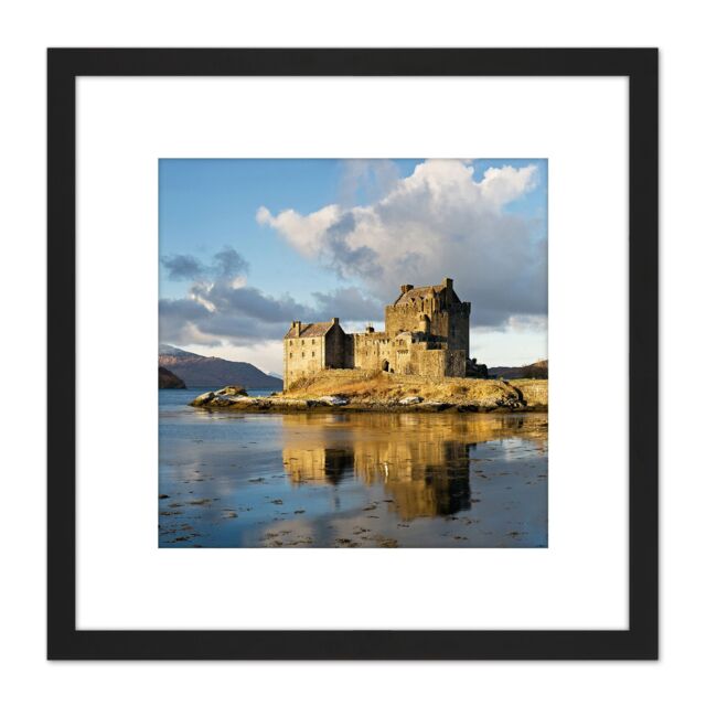 Artery8 Iliff Eilean Donan Castle Kyle Lochalsh Scotland Photo 8X8 Inch Square Wooden Framed Wall Art Print Picture with Mount in Black - image 1