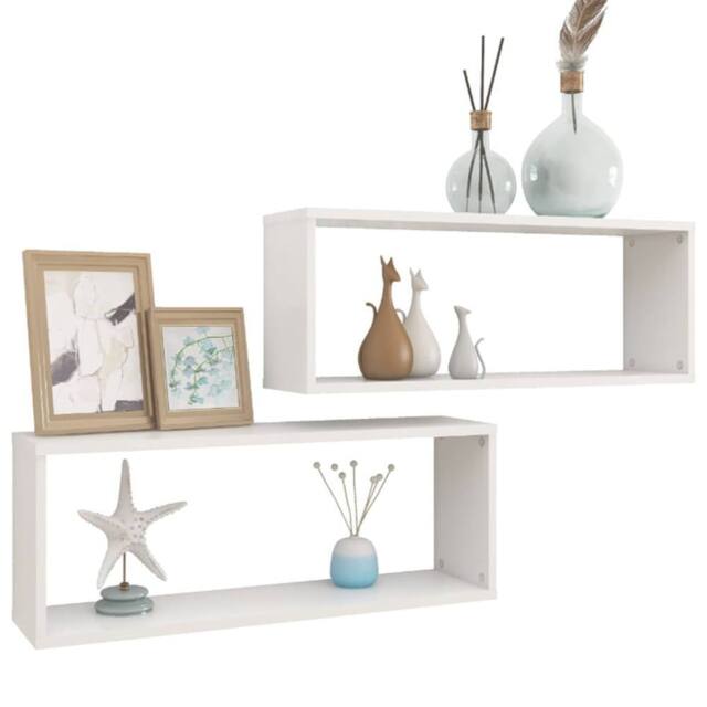 Berkfield Home Wall Cube Shelf 2 pcs White 60x15x23 cm Engineered Wood - Size: 60 x 15 x 23 cm - image 1