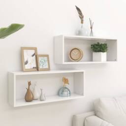 Berkfield Home Wall Cube Shelf 2 pcs White 60x15x23 cm Engineered Wood - Size: 60 x 15 x 23 cm - thumbnail 2