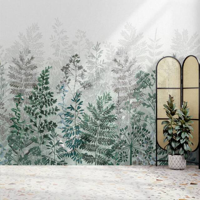 Superfresco Easy Leaf Silhouette Emerald Print To Order 3m x 2.8m Mural in Green - image 1