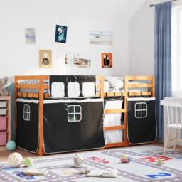 Berkfield Home Bunk Bed without Mattress White&Black 90x200 cm Solid Wood Pine in Black