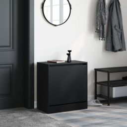 Berkfield Home Shoe Cabinet Black 60x34x63.5 cm Engineered Wood - thumbnail 3