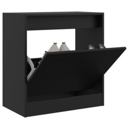 Berkfield Home Shoe Cabinet Black 60x34x63.5 cm Engineered Wood - thumbnail 1