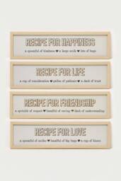 Homescapes Recipes Wall Art, 13 x 52cm, Set of 4 in Beige - Size: 13 x 52 cm - thumbnail 1