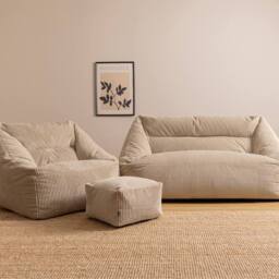 icon Bean Bag Sofa & Footstool Bundle, Jumbo Corduroy in Stone - Size: Medium - thumbnail 2