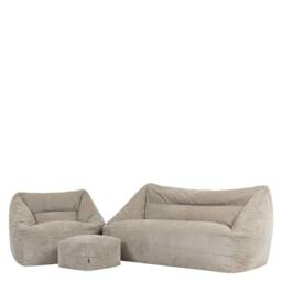 icon Bean Bag Sofa & Footstool Bundle, Jumbo Corduroy in Stone - Size: Medium - thumbnail 3