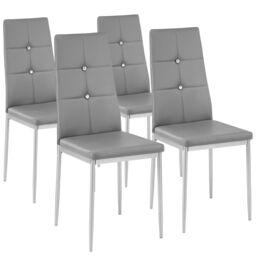 tectake Dining Chair Set Julien Set Of 6 - Grey - Size: 6 Pack - thumbnail 1