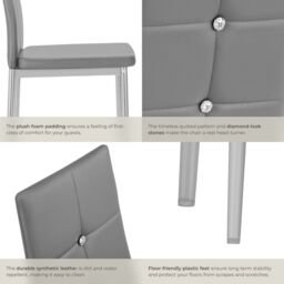 tectake Dining Chair Set Julien Set Of 6 - Grey - Size: 6 Pack - thumbnail 4