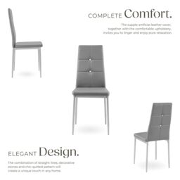 tectake Dining Chair Set Julien Set Of 6 - Grey - Size: 6 Pack - thumbnail 3