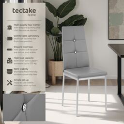 tectake Dining Chair Set Julien Set Of 6 - Grey - Size: 6 Pack - thumbnail 2