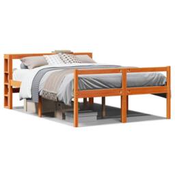 Berkfield Home Bed Frame with Headboard without Mattress Wax Brown 120x190 cm Small Double - thumbnail 2