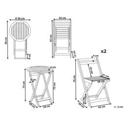 Wyld and Coco 3-Piece Folding Bistro Set - Solid Acacia Wood Brown - thumbnail 4