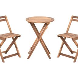 Wyld and Coco 3-Piece Folding Bistro Set - Solid Acacia Wood Brown - thumbnail 2