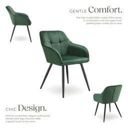 tectake Dining Chair Marilyn Set Of 2 - Dark Green / Black - Size: 2 Pack - thumbnail 3