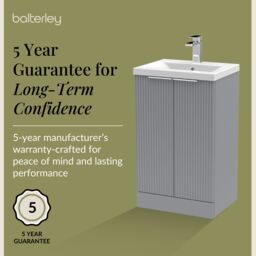 Balterley Fluted Front Floor Standing 2 Door Vanity Basin Unit 500mm, Satin Grey - thumbnail 6