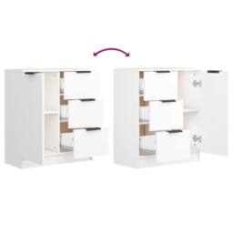 Berkfield Home Sideboards 2 pcs White 60x30x70 cm Engineered Wood - Size: 60 x 30 x 70 cm - thumbnail 7