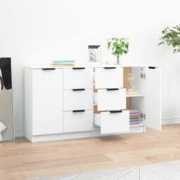 Berkfield Home Sideboards 2 pcs White 60x30x70 cm Engineered Wood - Size: 60 x 30 x 70 cm - thumbnail 1