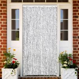 Berkfield Home Insect Curtain Light & Dark Grey 100x220 cm Chenille - thumbnail 2