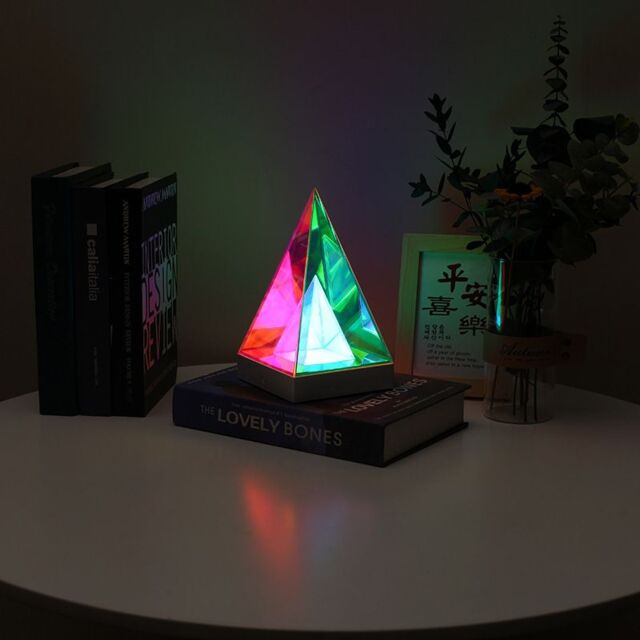 Obasyhig Acrylic 3D Colorful Cube & Triangle Night Light with 3 Colors - Size: 20 inches - image 1
