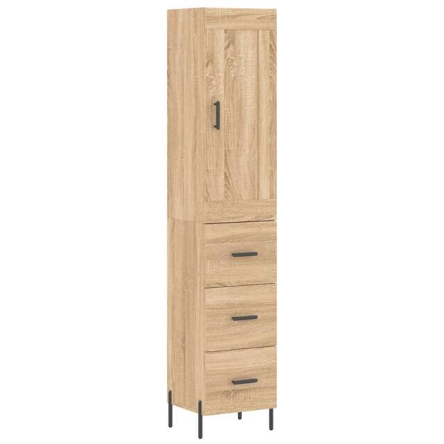 Berkfield Home Highboard Sonoma Oak 34.5x34x180 cm Engineered Wood in Brown - image 1