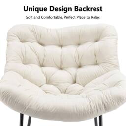 Kelvenix White Garden Rocking Chair - Rattan Wicker Egg Chair - thumbnail 6
