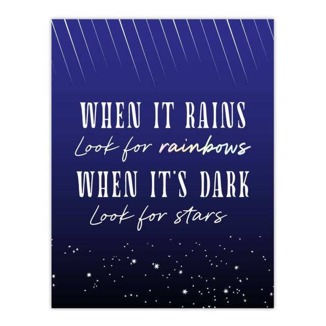 "Artery8 When It's Dark Look For Stars Oscar Wilde Quote Wall Art Print in Blue - Size: W12"" x H16""" - image 1