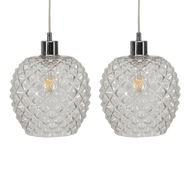 First Choice Lighting Set of 2 Baine - Clear Textured Glass Easy Fit Pendant Shades - image 1