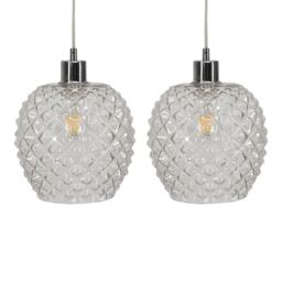 First Choice Lighting Set of 2 Baine - Clear Textured Glass Easy Fit Pendant Shades - thumbnail 1