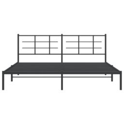 Berkfield Home Metal Bed Frame without Mattress with Headboard Black 193x203cm - Size: 193x203 cm - thumbnail 5