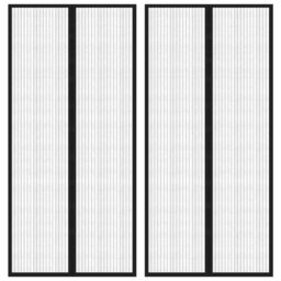 Berkfield Home Insect Door Curtains 2 pcs with Magnet Blocks Black 220x110 cm - thumbnail 1