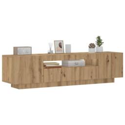Berkfield Home TV Cabinet with LED Lights Artisan Oak 160x35x40 cm Engineered Wood in Brown - Size: 160 x 35 x 40 cm - thumbnail 2