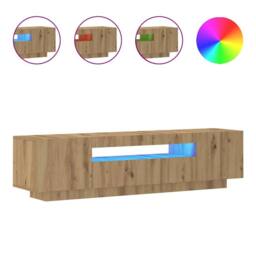 Berkfield Home TV Cabinet with LED Lights Artisan Oak 160x35x40 cm Engineered Wood in Brown - Size: 160 x 35 x 40 cm
