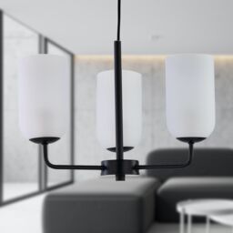 First Choice Lighting Victoria - Black 3 Arm Ceiling Pendant with Frosted Glass Shade - thumbnail 5