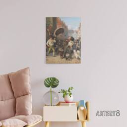 "Artery8 Wilhelm Marstrand Street Scene in the Dog Days Canvas Wall Art Print - Size: W12"" x H16""" - thumbnail 3