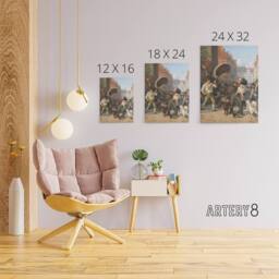 "Artery8 Wilhelm Marstrand Street Scene in the Dog Days Canvas Wall Art Print - Size: W12"" x H16""" - thumbnail 4
