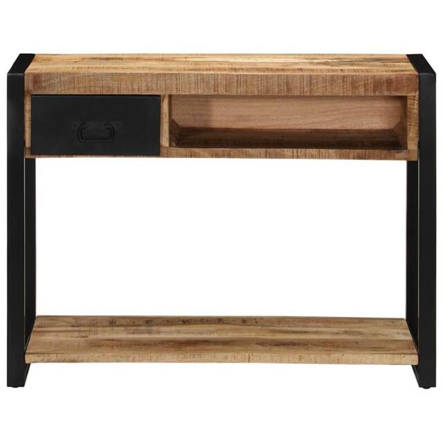 Berkfield Home Console Table 100x35x75 cm Solid Rough Wood Mango in Brown - Size: 100 x 35 x 75 cm - image 1