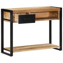Berkfield Home Console Table 100x35x75 cm Solid Rough Wood Mango in Brown - Size: 100 x 35 x 75 cm - thumbnail 3