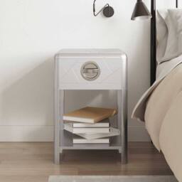 Berkfield Home Aviator End Table with 1 Drawer Vintage Aircraft Airman Style in Silver - thumbnail 3