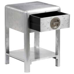 Berkfield Home Aviator End Table with 1 Drawer Vintage Aircraft Airman Style in Silver - thumbnail 5