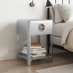 Berkfield Home Aviator End Table with 1 Drawer Vintage Aircraft Airman Style in Silver - thumbnail 1
