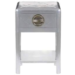 Berkfield Home Aviator End Table with 1 Drawer Vintage Aircraft Airman Style in Silver - thumbnail 4