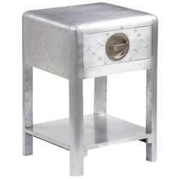 Berkfield Home Aviator End Table with 1 Drawer Vintage Aircraft Airman Style in Silver - thumbnail 2