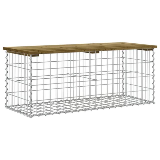 Berkfield Home Garden Bench Gabion Design 103x44x42 cm Impregnated Wood Pine in Brown - Size: 103 x 44 x 42 cm - image 1