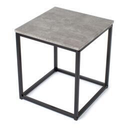 LIVIVO Industrial Concrete Effect Side Table Grey Metal Frame in Light Grey - thumbnail 1
