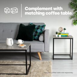 LIVIVO Industrial Concrete Effect Side Table Grey Metal Frame in Light Grey - thumbnail 3