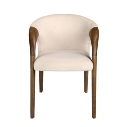Angel Cerda Cream Velvet Dining Chair with Armrests - thumbnail 2