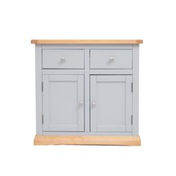Cabinet Bits Bomporto Light Grey 2 Drawer 2 Door Sideboard Chrome Knob