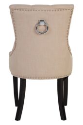 Orsina Linen Dining Chair with Wooden Legs in Beige - thumbnail 2